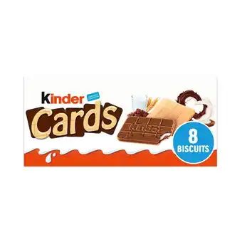 Tesco Kinder Cards Cocoa and Milk Biscuit Wafers Multipack, 8x12.8g offer