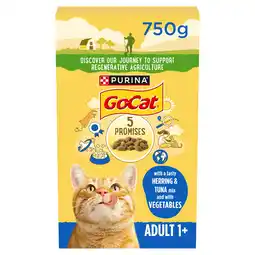 Tesco Go-Cat Adult Dry Cat Food Tuna Herring & Vegetable 750G offer