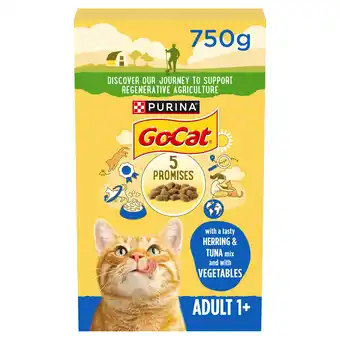 Tesco Go-Cat Adult Dry Cat Food Tuna Herring & Vegetable 750G offer