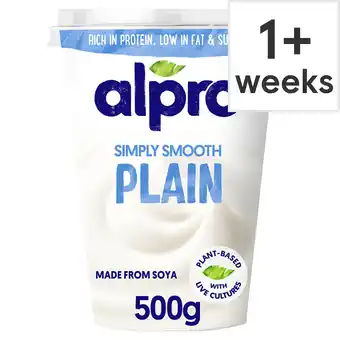 Tesco Alpro Plain Natural Dairy Free Soya Yoghurt Alternative 500g offer