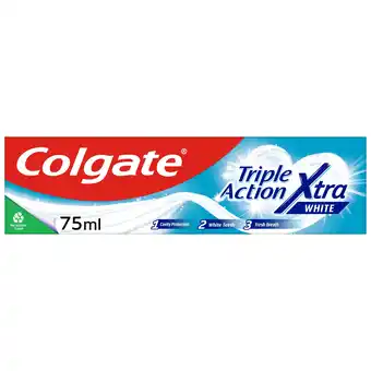 Tesco Colgate Triple Action Xtra White Toothpaste 75ml offer