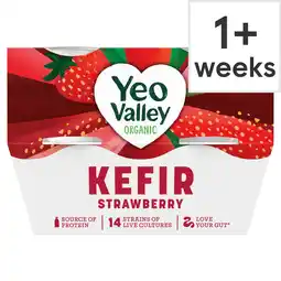 Tesco Yeo Valley Organic Gut Health Kefir Strawberry 4X100g offer