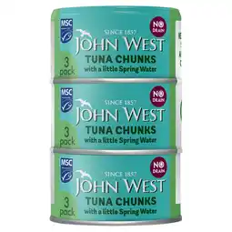 Tesco John West No Drain Tuna Chunks in Springwater 3x100g Eco-twist offer