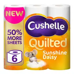 Tesco Cushelle Quilted Sunshine Daisy Longer Lasting Toilet Tissue 6 Rolls offer