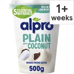 Tesco Alpro Plain Coconut Dairy Free Soya Yoghurt Alternative 500g offer