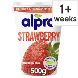 Tesco Alpro Strawberry Dairy Free Soya Yoghurt Alternative 500g offer