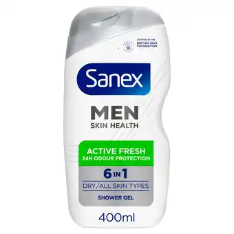 Tesco Sanex Men Skin Health Active Fresh 6In1 Shower Gel 400Ml offer