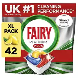 Tesco Fairy Platinum Plus All In One 42 Dishwasher Tablets Lemon 651G offer