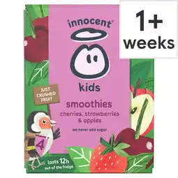 Tesco innocent Kids Smoothies Cherries, Strawberries & Apples 4 x 150ml offer