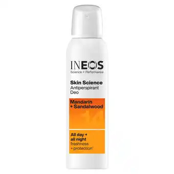 Tesco INEOS Skin Science Mandarin + Sandalwood Antiperspirant Deodorant Aerosol 200ml offer