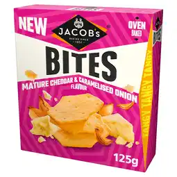 Tesco Jacob's Bites Mature Cheddar & Onion Crackers 125g offer