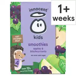 Tesco innocent Kids Smoothies Apples & Blackcurrants 4 x 150ml offer