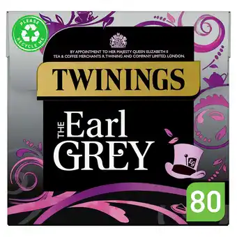 Tesco Twinings Earl Grey 80 Teabags 200G offer