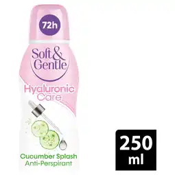 Tesco Soft & Gentle Cucumber Splash Hyaluronic Care 72H Anti-Perspirant Deodorant Spray 250ml offer