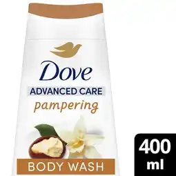 Tesco Dove Pampering 24hr Moisturisation Advanced Care Body Wash Shower Gel Shea Butter & Vanilla 400ml offer