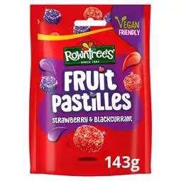 Tesco Rowntree's Fruit Pastilles Strawberry & Blackcurrant Sweets Sharing Bag 143g offer