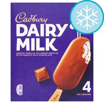 Tesco Cadbury Dairy Milk Ice Cream Sticks 4x90ml offer