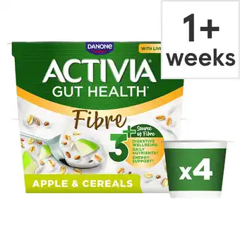 Tesco Activia Fibre Apple Cereals Low Fat Gut Health Yoghurt Multipack 4x115g offer