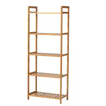 Tesco Living and Home 5 Tier Bamboo Wood Storage Shelf Rack-50cm W x 25cm D x 128cm H offer