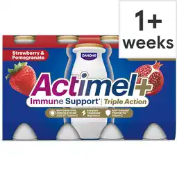 Tesco Actimel Plus 100% Vitamin D Strawberry & Pomegranate Live Yoghurt Drink Multipack 8x100g offer