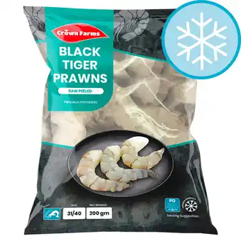 Tesco Crown Farms Black Tiger Prawns 200g offer