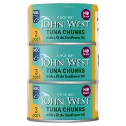 Tesco John West No Drain Tuna Chunks in Sunflower Oil 3x100g Eco-twist offer