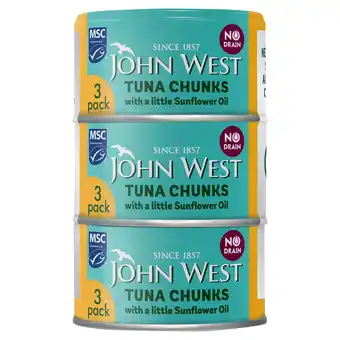 Tesco John West No Drain Tuna Chunks in Sunflower Oil 3x100g Eco-twist offer