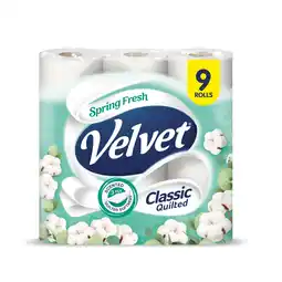 Tesco Velvet Classic Quilted Scented Toilet Tissue 9 Rolls offer