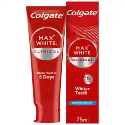 Tesco Colgate Max White Clinical Sensitive Protect Whitening Toothpaste 75ml offer