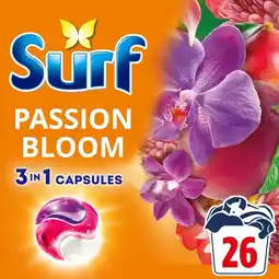 Tesco Surf 3 In 1 Passion Bloom Washing Capsules 26 Washes 449.8g offer