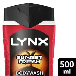 Tesco Lynx 3 in 1 Bodywash Shower Gel Sunset Fresh 500ml offer