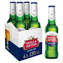 Tesco Stella Artois Premium Alcohol Free Lager Beer 4X330ml offer