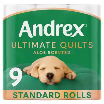 Tesco Andrex Ultimate Quilts Aloe Scented Toilet Tissue 9 Standard Rolls offer