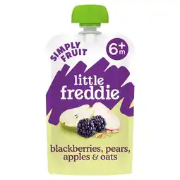 Tesco Little Freddie Organic Simply Fruit Blackberries, Pears, Apples & Oats pouch 6m+ 100g offer