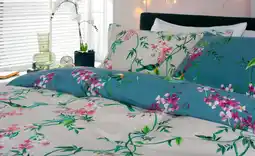 Tesco Bird Garden Teal 200 Thread Count Cotton Rich Reversible Duvet Cover Set Teal Multi | Double offer