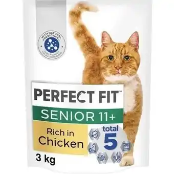 Tesco 3kg Perfect Fit Advanced Nutrition Senior Complete Dry Cat Food Chicken 4x750g offer