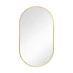 Tesco Living and Home Modern Oval Metal Wall Mirror - 40cmx70cm - Gold offer