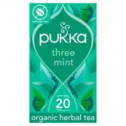 Tesco Pukka Organic Three Mint 20 Tea Bags 32G offer