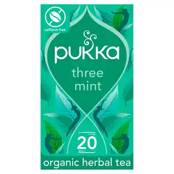 Tesco Pukka Organic Three Mint 20 Tea Bags 32G offer