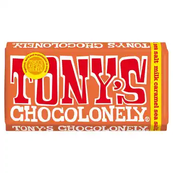 Tesco Tony's Chocolonely Milk Chocolate Caramel Sea Salt 180G offer