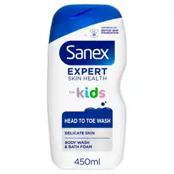 Tesco Sanex Expert Skin Health Kids Head To Toe Body Wash 450ml offer