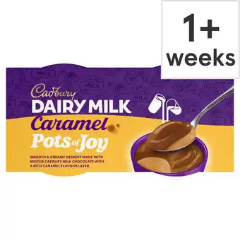 Tesco Cadbury Dairy Milk Caramel Pots of Joy Desserts 2x60g offer