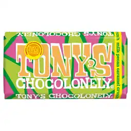 Tesco Tonys Chocolonely Milk Pecan Caramel Crunch 180g offer