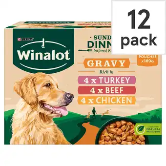 Tesco Winalot Sunday Dinner Wet Dog Food Pouches in Gravy 12x100g offer