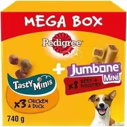 Tesco Pedigree Tasty Minis & Jumbone Mixed Dog Treats Mega Box 740g Dog Chews Gift offer