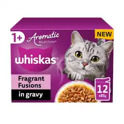 Tesco WHISKAS 1+ Cat Pouches Aromatic Fusion in Gravy 12x85g offer