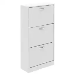 Tesco Vida Designs 3 Drawer Shoe Cabinet Shoe Rack Storage Cupboard, White offer