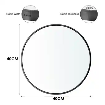 Tesco Living and Home Nordic Round Bathroom Wall Mirror - 40cm - Black offer