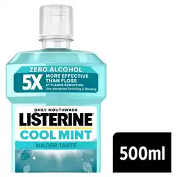 Tesco Listerine Essentials Milder Taste Cool Mint Mouthwash 500ml offer