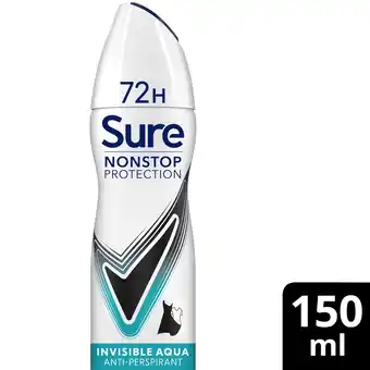 Tesco Sure Women Invisible Aqua 72h Nonstop Protection Antiperspirant Deodorant 150ml offer